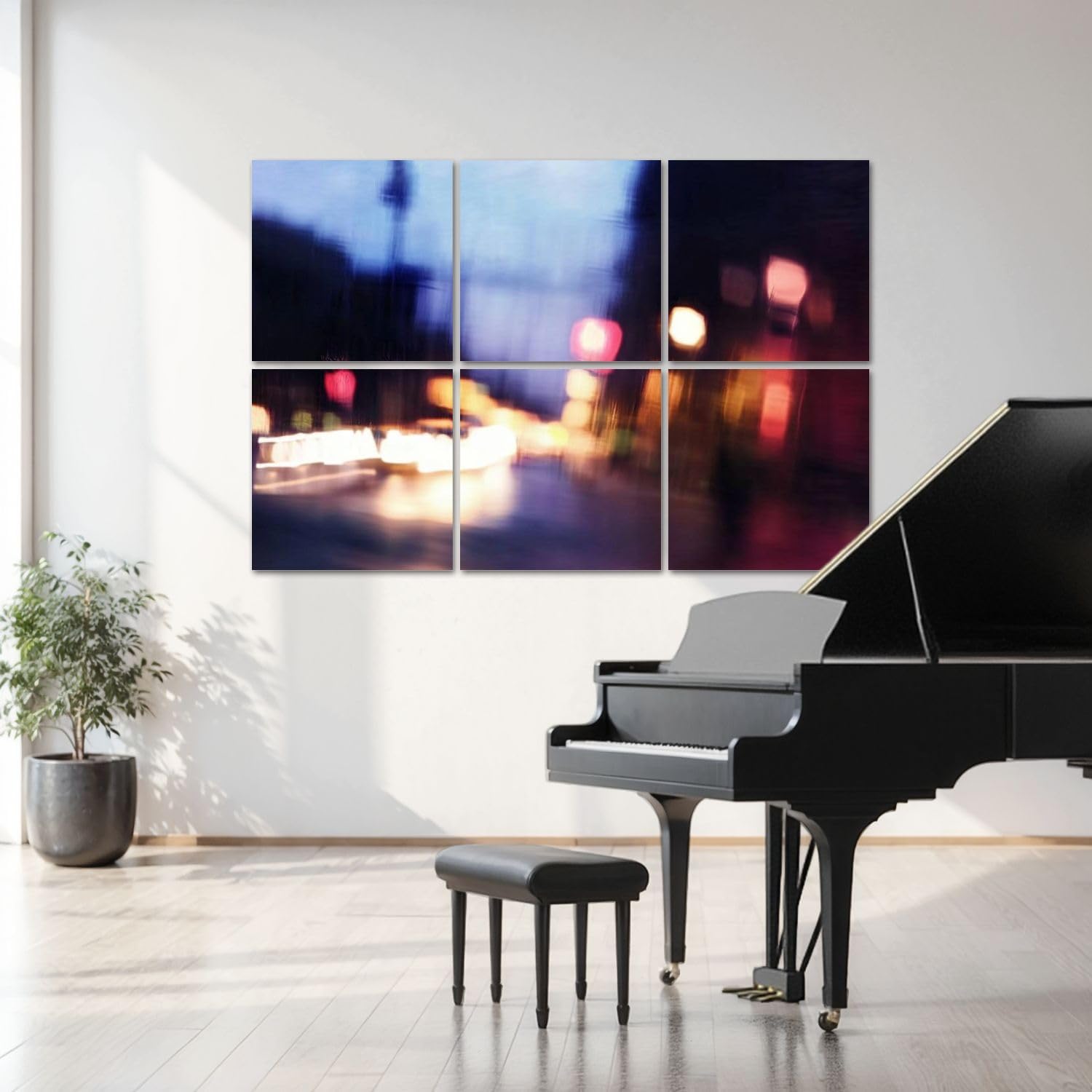 6 Pack Art Acoustic Panels Abstract blurred defocused night city traffic lights bokeh Sound Absorbing Panel 48