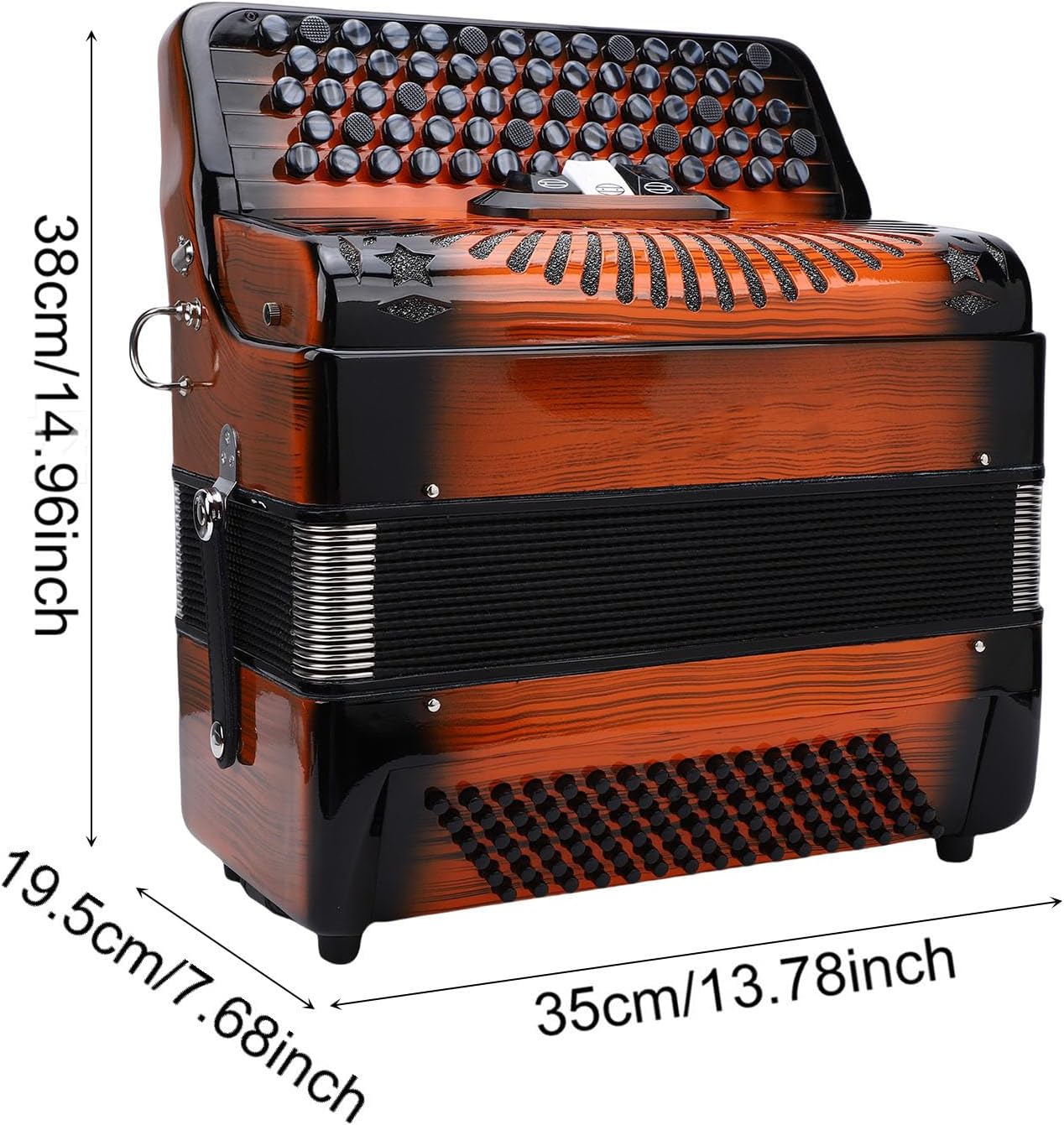 Eujgoov Chromatic 69 Key 96 Bass Accordion F B E Tuning Orange Bundle with Gig Bag Adjustable Straps for Beginners Pros