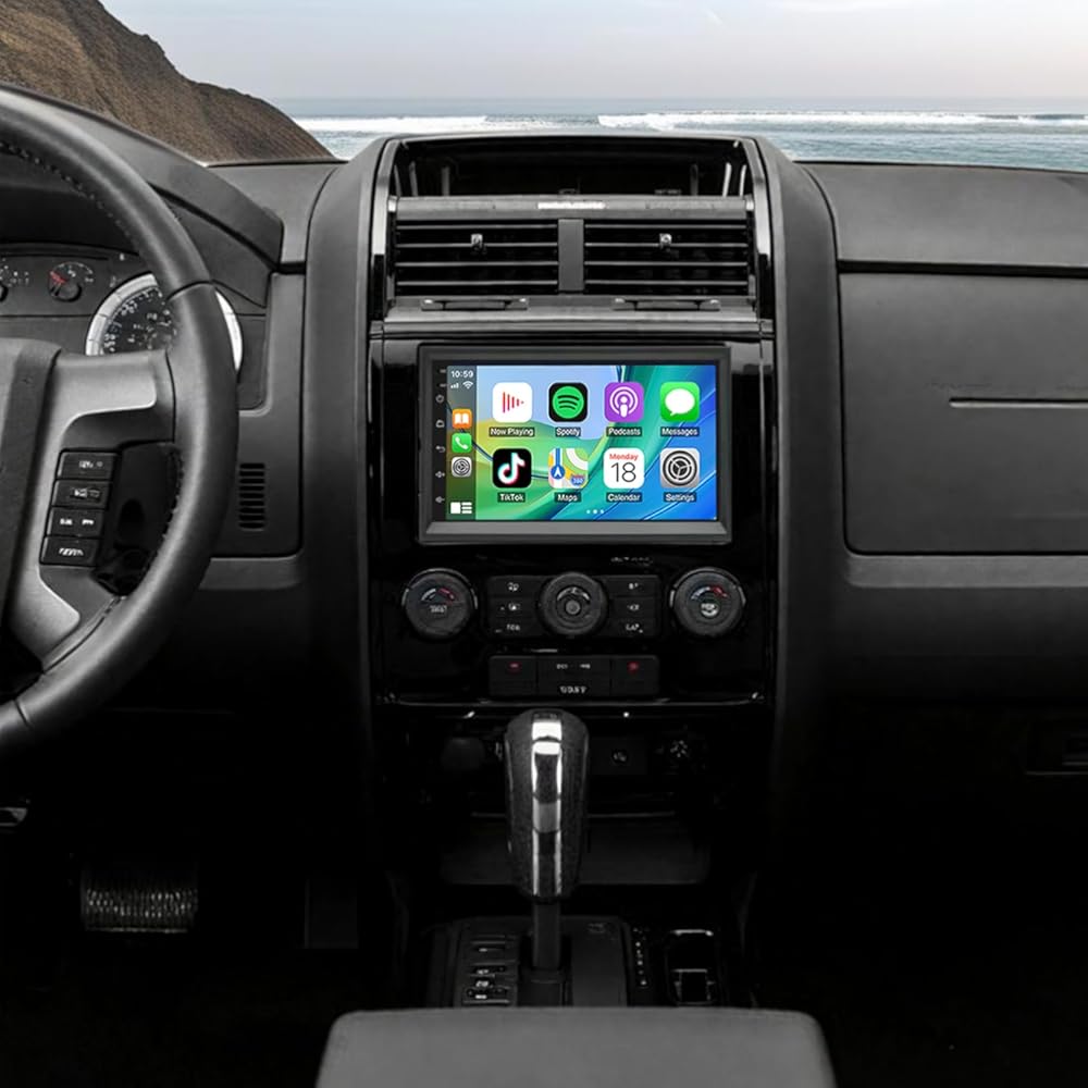 7Inch Double Din Car Stereo Radio for Ford Escape 2008 2009 2010 2011 2012-4G+64G Car Audio Receiver with Carplay/Android Auto,Built-in GPS Bluetooth WiFi FM RDS DSP SWC + Backup Camera