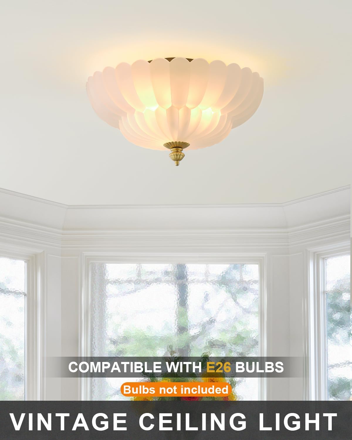 ANYLOVE Modern 12Inch Frosted Glass Flower Glass Semi Flush Mount Ceiling Light, 3 Light for Living Room Bedroom Hallway Entryway Foyer