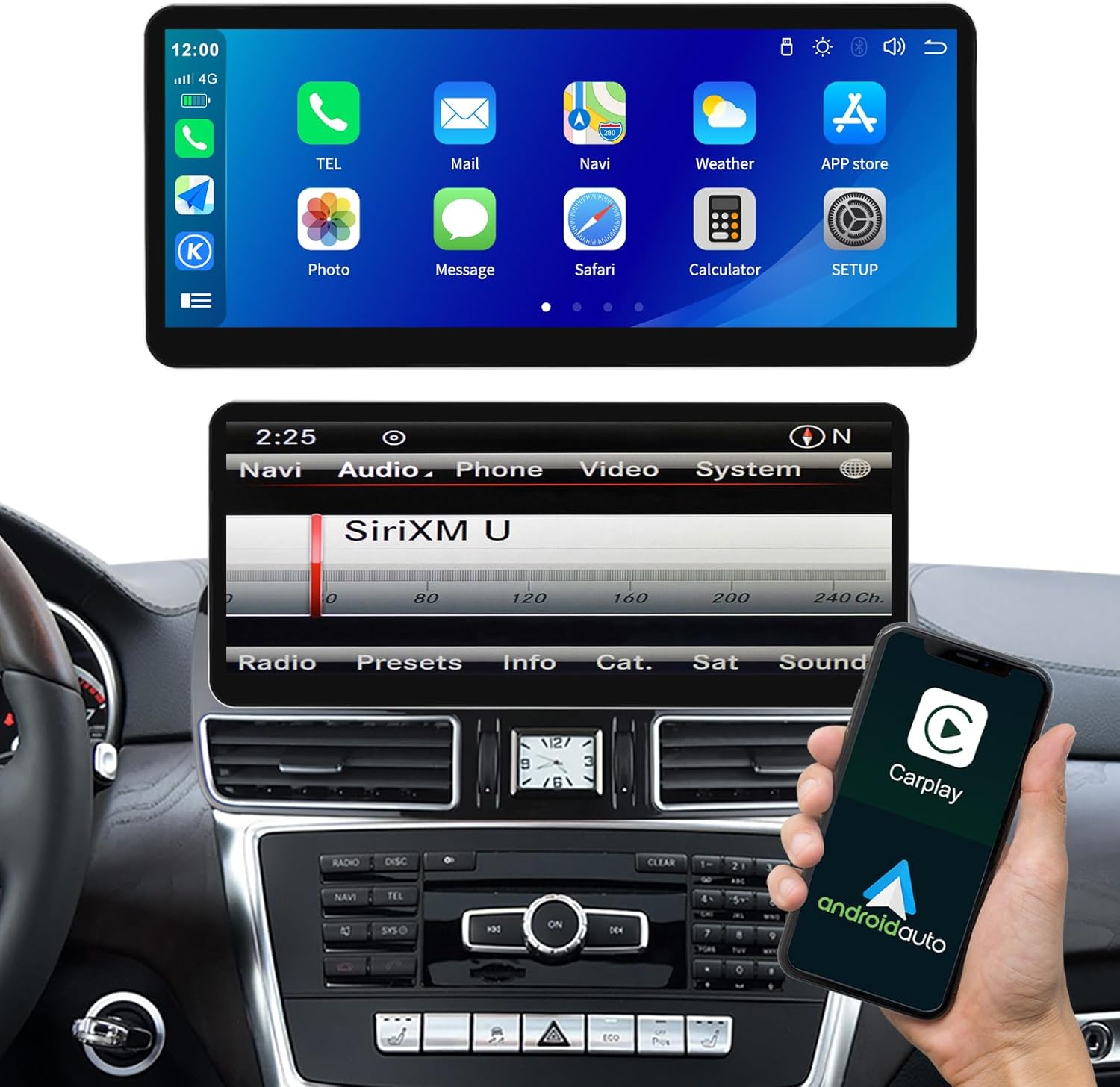 12.3 Inch Wireless Carplay Car Radio Stereo for Mercedes-Benz ML W166 GL X166 2012-2015 with NTG4.5 System Multimedia Player Support Siri/Mirrorlink/Android Auto