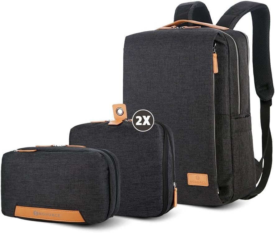 Nordace Siena Starter Set (Black) - Adults Unisex Traveler's Minimalist Rectangular Messenger Backpack Set