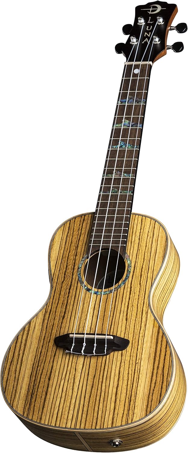 Luna High Tide Concert Acoustic/Electric Ukelele with Gigbag, Zebrawood