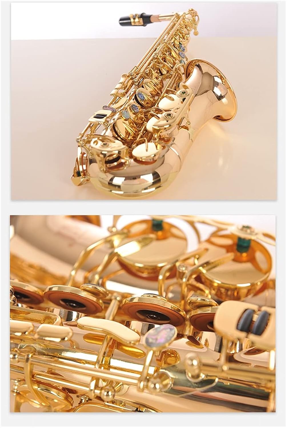 Tune Alto Saxophone Phosphorus Copper Rose Gold Lacquer Pearl Button E Flat Alto Sax Musical Instrument with Case Student Saxophone (Color : Gold Copper Material)