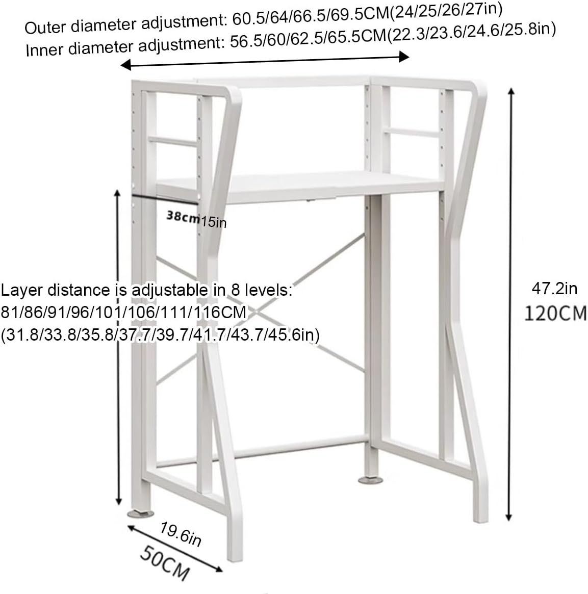 Washer Dryer Stacking Rack Stand,Heavy Duty Over Washer Dryer Shelves With Adjustable Shelf,Drum Washing Machine Cabinet,Adjustable Bathroom Organization,Washing Machine Shelf,For