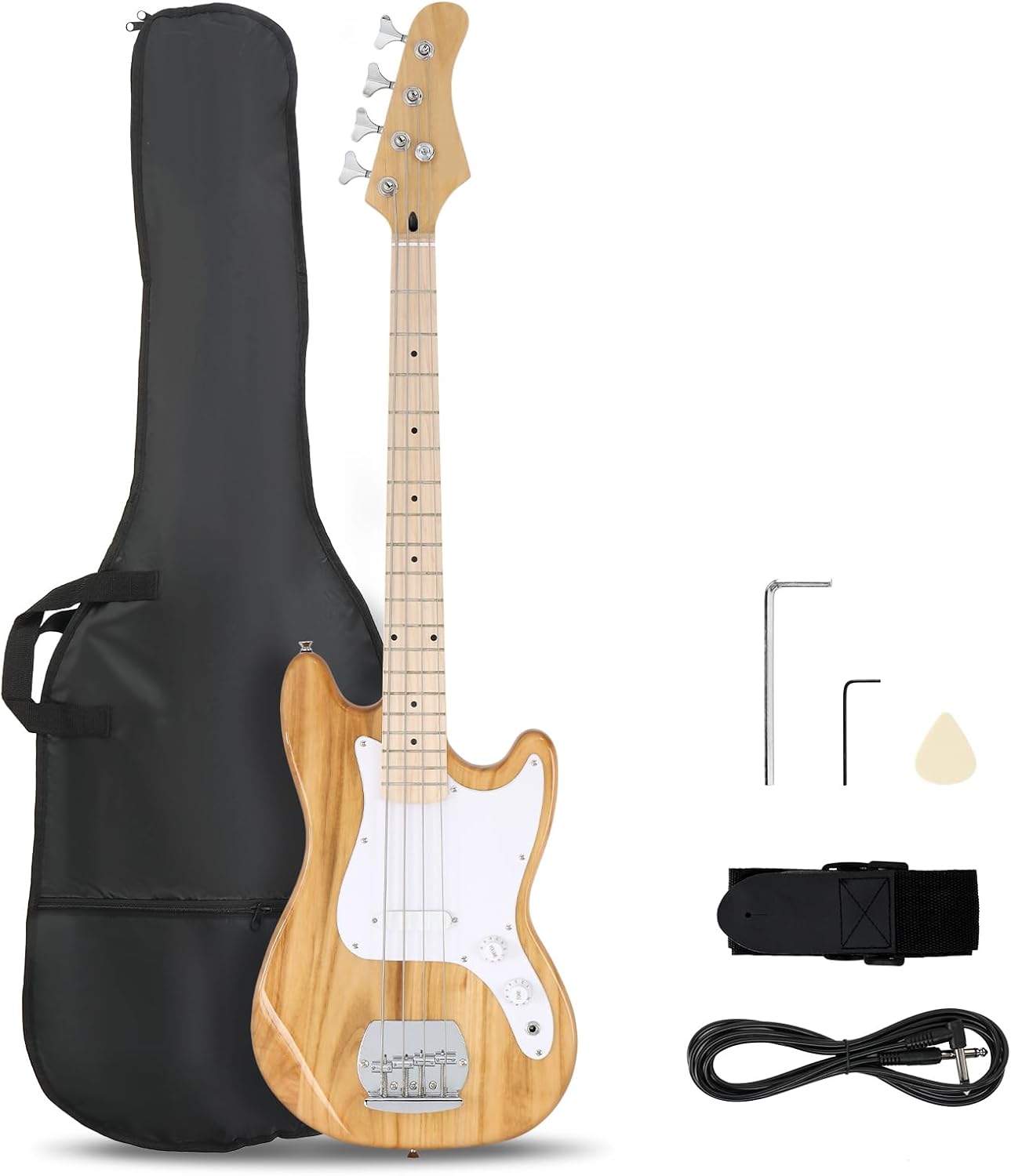 Ktaxon 4 String Electric Bass Guitar, Beginner Electric Bass Guitars Kit with Gig Bag, Shoulder Strap & Cable, Accessories, 42.5