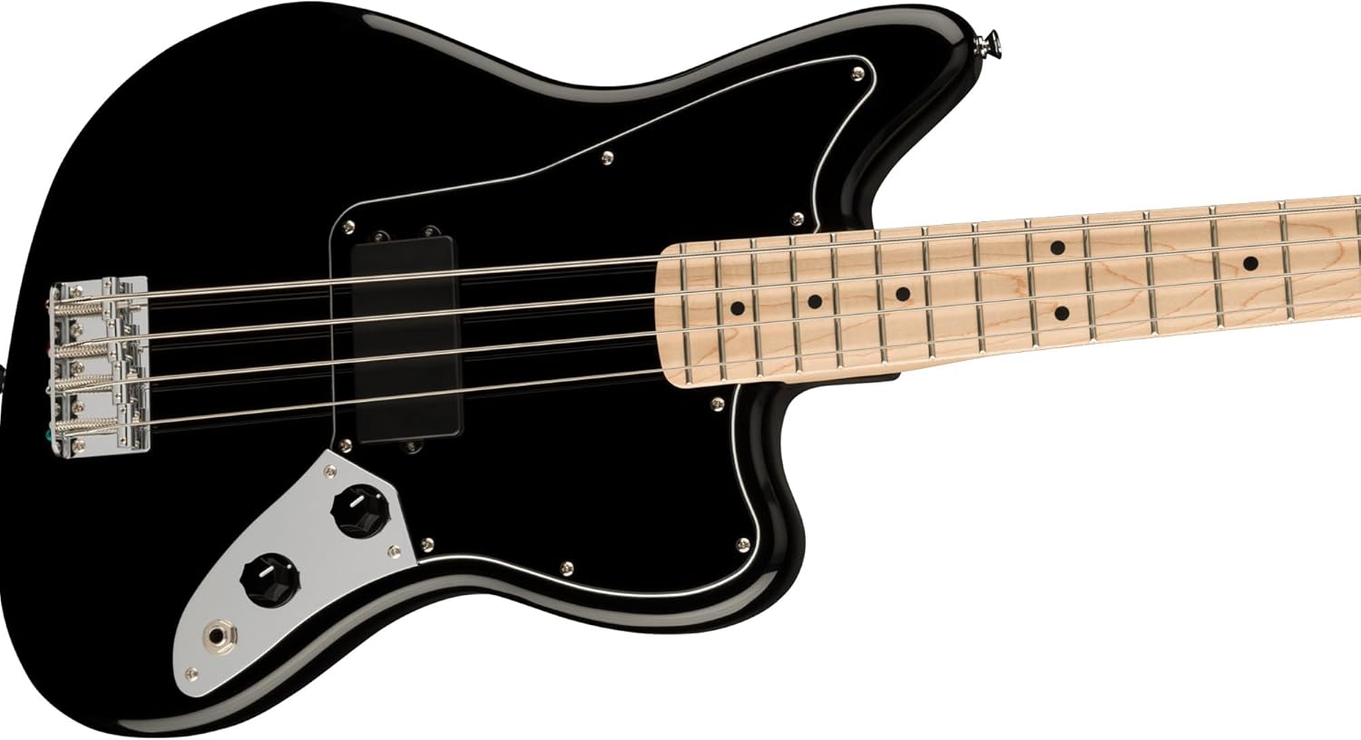 Fender Squier Affinity Jaguar Bass H - Black Bundle with Rumble 15 Amplifier, Instrument Cable, Gig Bag, Tuner, Strap, and Austin Bazaar Instructional DVD