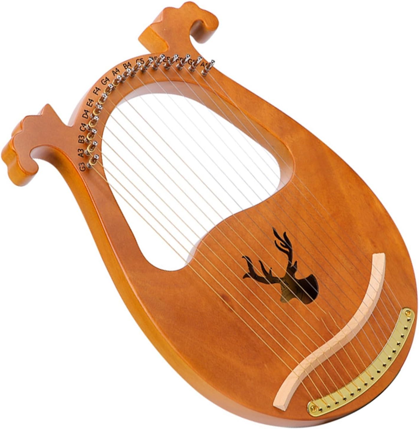 Lyre Harp Set Solid Wood Single Board 16-String Harp Portable Original Wood Color Professional Performance