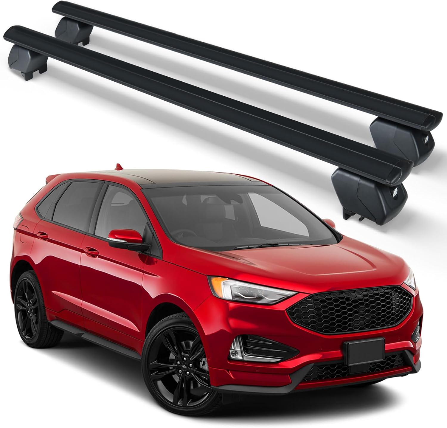 Heavy Duty 300 LBS Roof Rack Cross Bars Compatible with 2015-2025 Ford Edge with Side Rails, Adjustable & Lockable Crossbars Cargo Carrier Rooftop Top Luggage Cars Suvs
