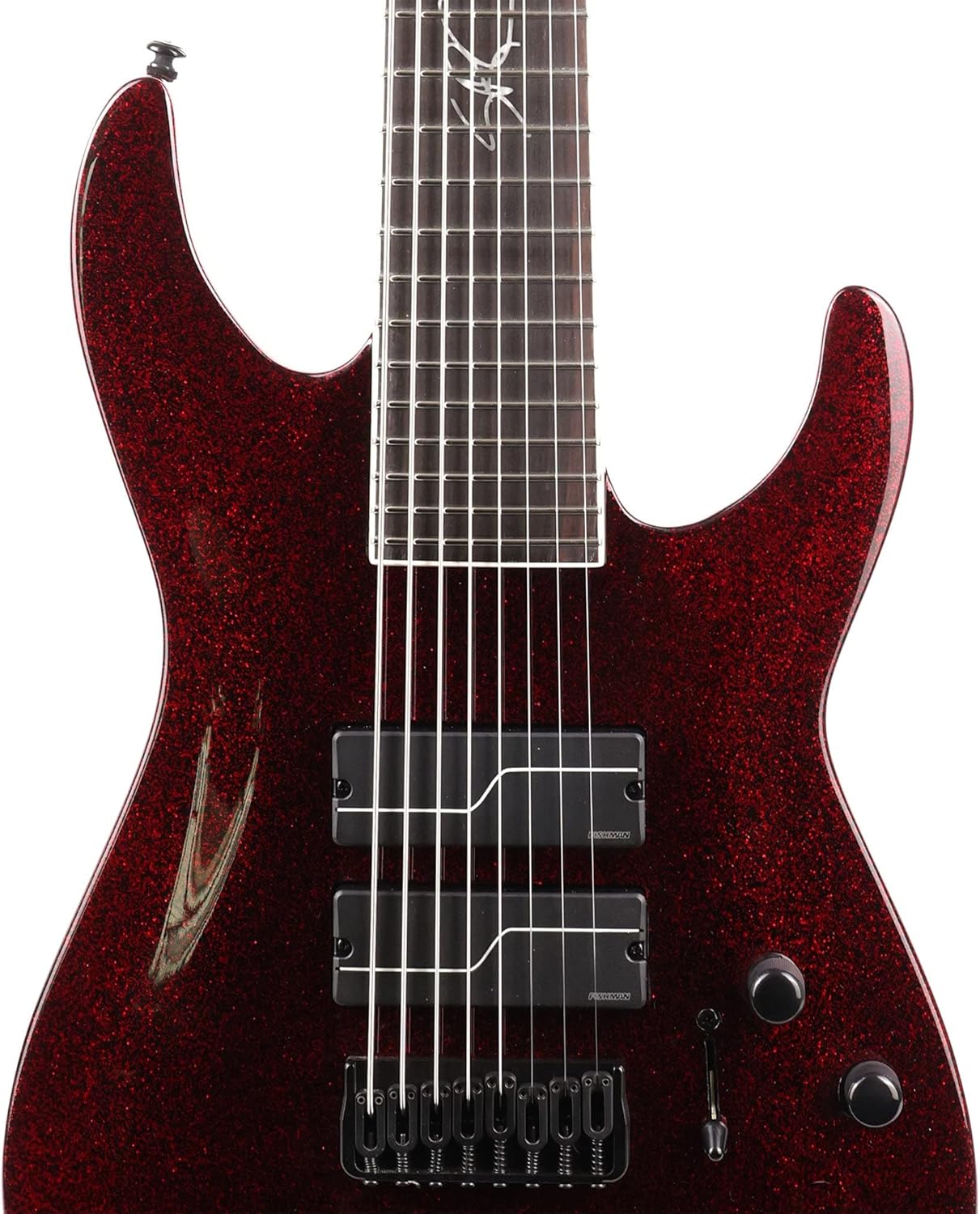 ESP LTD SC-608 Baritone Signature Series Stephen Carpenter Electric Guitar with Case, Red Sparkle