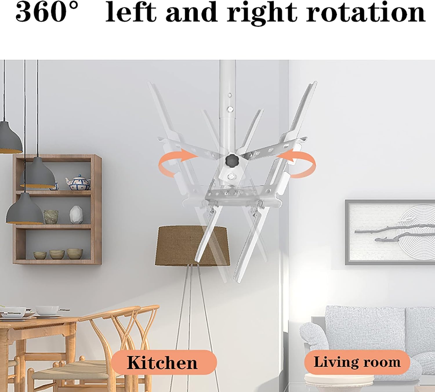 Tv Stand Tv Wall Mount Ceiling Tv Mount, 360° Swivel and Tilt Ceiling Tv Bracket, Fit Most12-32/32-55 Inch LCD Flat Screen and Curved Tvs, White,3255inch-2m