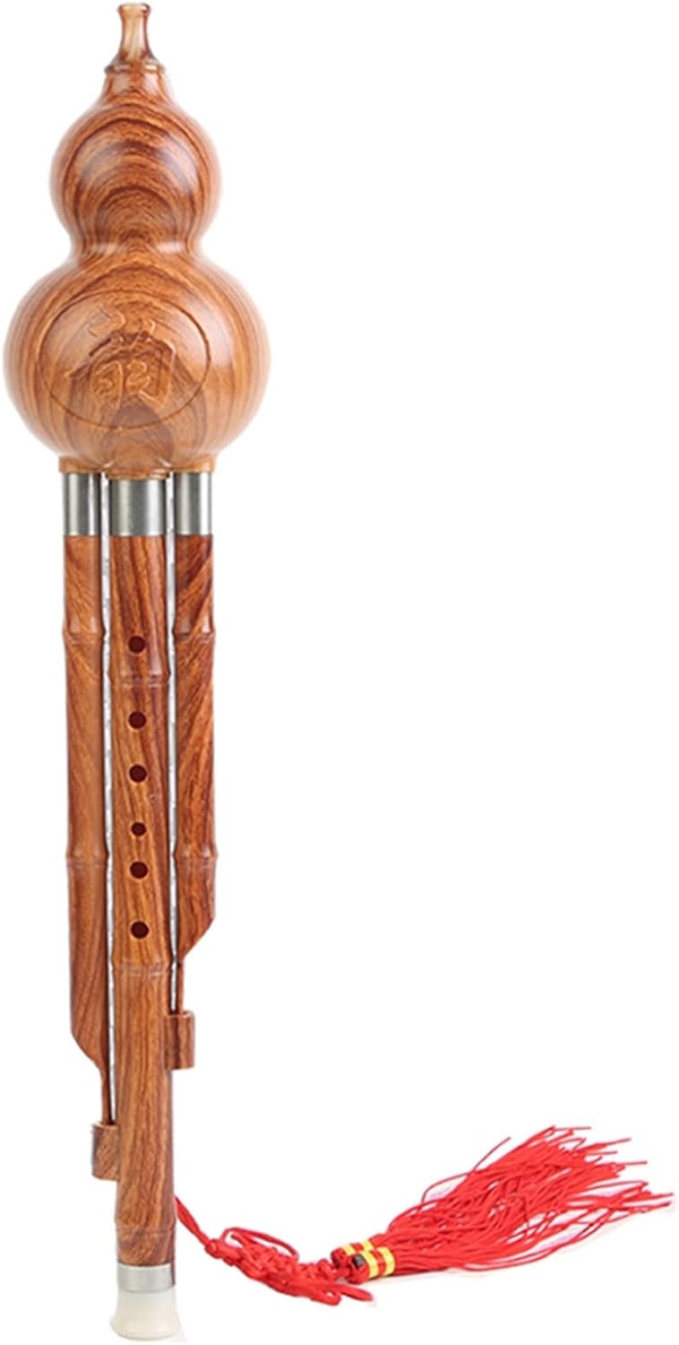 FLFL Hulusi C Key Cucurbit Flute Hulusi Brown Musical Instruments Woodwind Instrument (Color : 02)