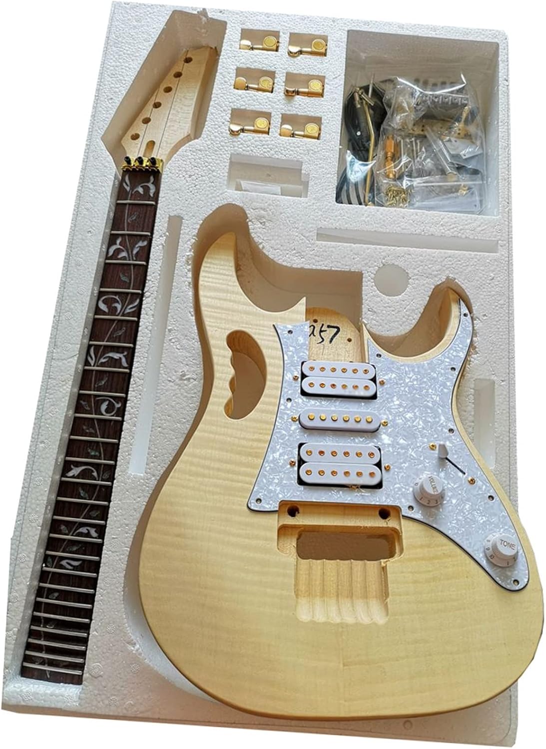 DIY Electric Guitar Kit Beginner DIY Guitar Body Kit Basswood Body Rosewood Fingerboard Complete Electric Guitar Building Set