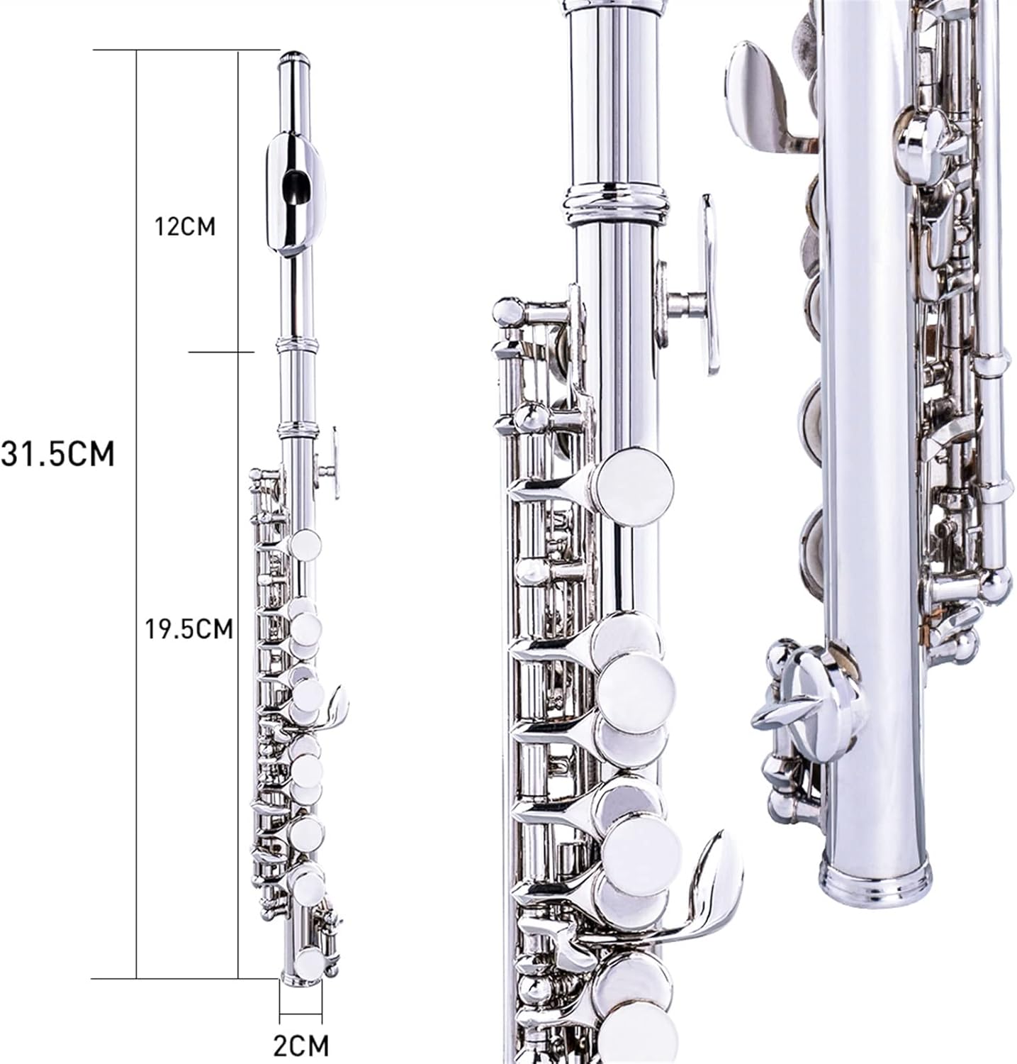 Flutes Nickel Plated Piccolo Flute Kit C Key Cupronickel Woodwind Instrument with Padded Bag