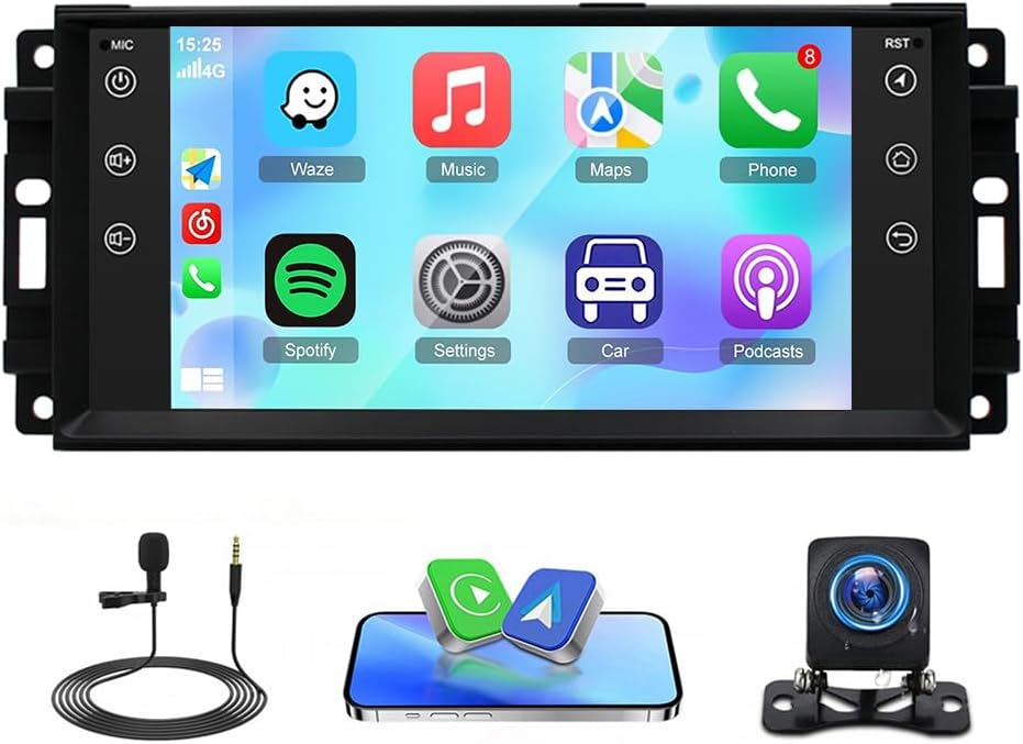 Car Stereo Radio Compatible for Chrysler 200 2011-2014 with Carplay Android Auto GPS Navigation 10in Touchscreen Car Radio Player with Bluetooth WiFi FM SWC Mirror Link Split Screen + Backup Camera