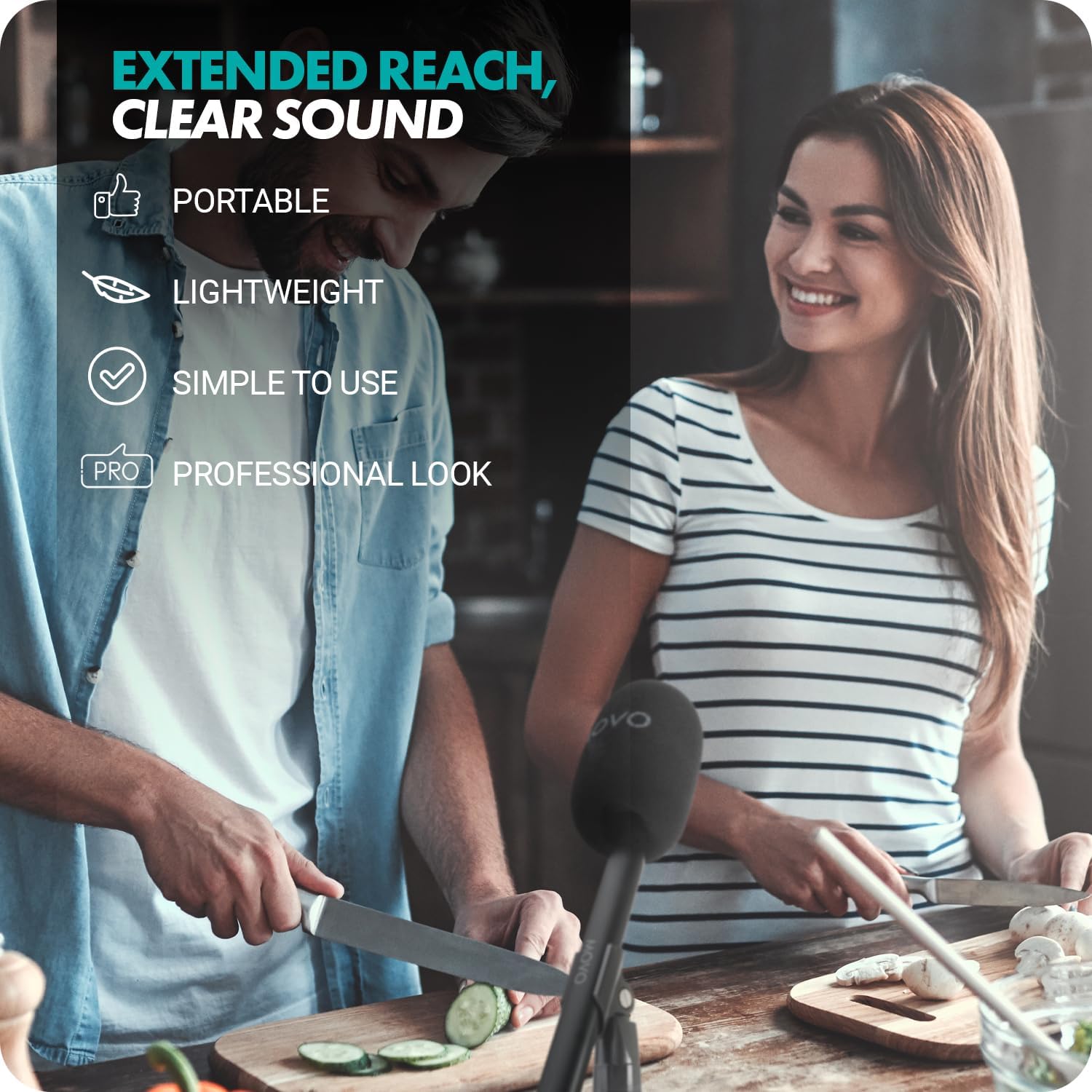 Movo Wireless Mini UC-Duo USB-C Wireless Microphone for iPhone 15/16/Android/PC/Macbook Podcast Equipment Bundle with WMX-HM Handle/Desktop Mic Stand for Podcasting, Interviews, and Content Creation