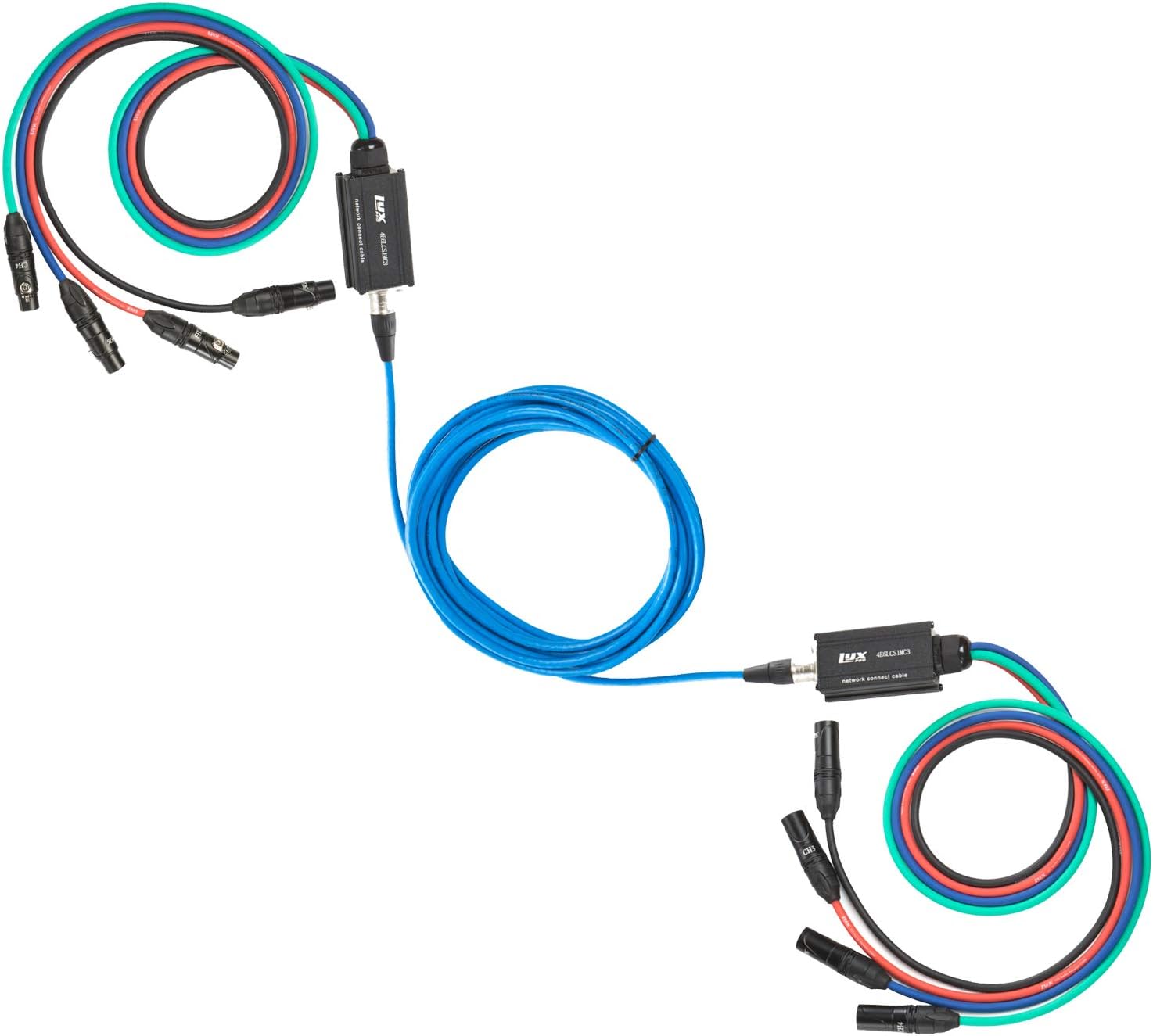 LyxPro Multi Network Breakout for Stage & Recording Studio 4-Channel XLR to Single 6' Ethercon Cat6 Cable - AES & DMX Channels