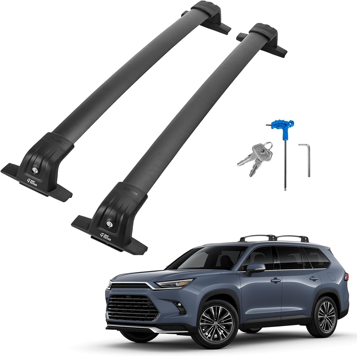 JOYTUTUS 260lbs Heavy Duty Lockable Car Roof Rack Cross Bars Compatible with Toyota Grand Highlander 2024-2025 with Flush Side Rails, Aluminum Alloy Roof Rails Roof Carrier Luggage