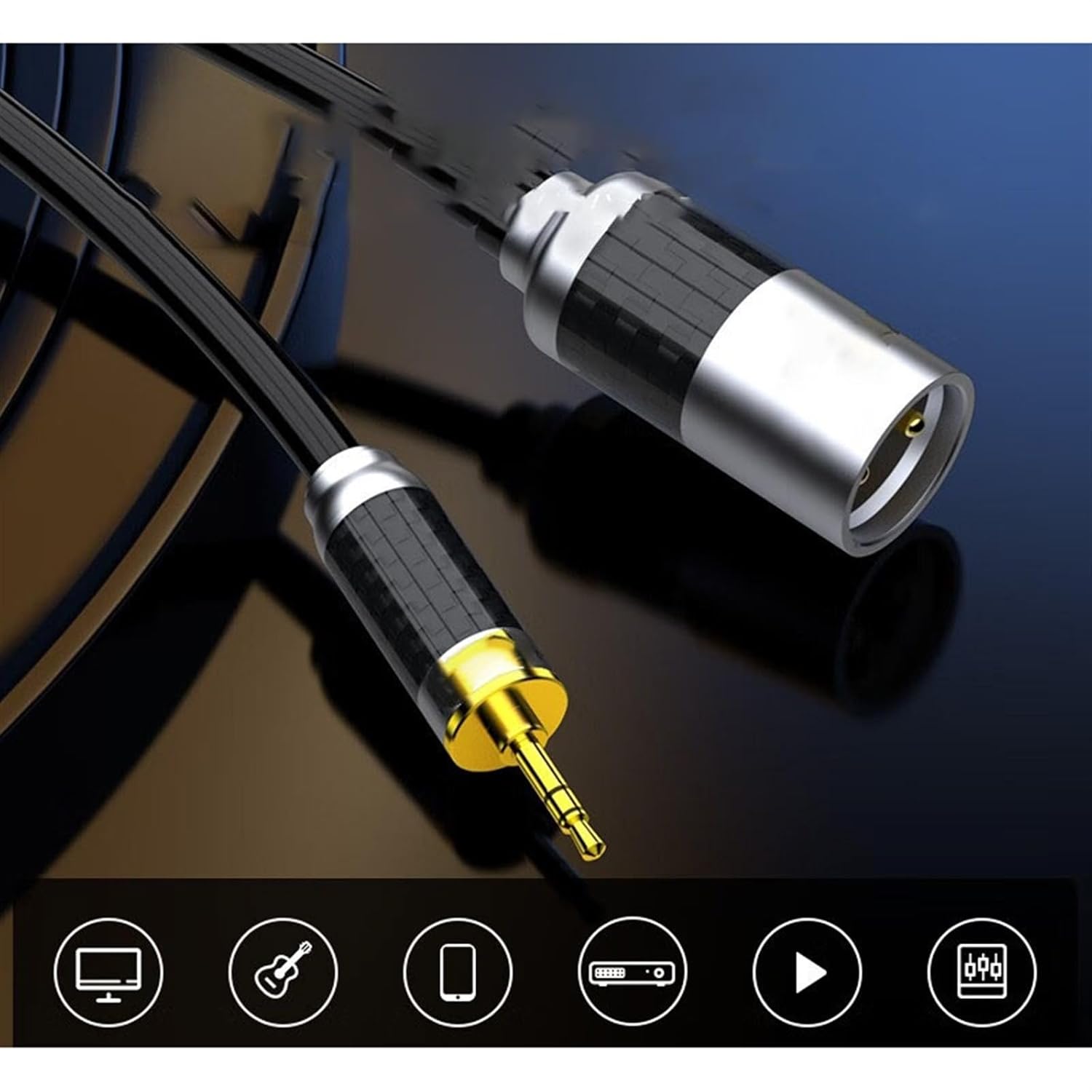 TSTS Guitar Audio Cable 3.5mm Male Cable Single Crystal Copper Nerve Cable Computer Mobile Phone Mixer Amplifier Electric Guitar(1 Meter)