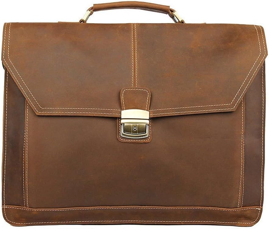 Leather Slim Briefcase for Crossbody Messenger Bag Business Work Attache