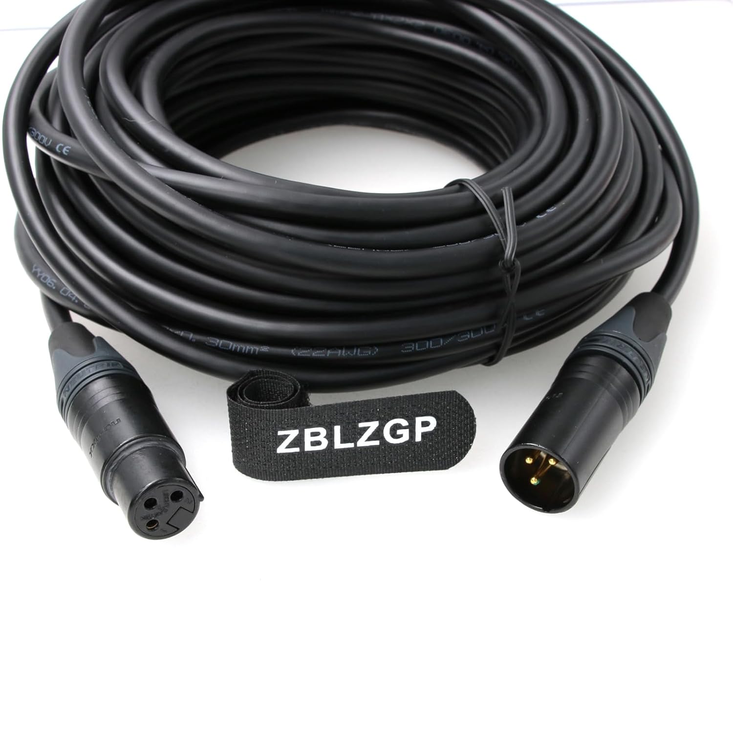 XLR 3 Pin Male to XLR 3 Pin Female Microphone Wire Extension Cable for Stage Lights DMX Signal Connection (Regular 3Pin XLR Cable, 15M/49.2FT)