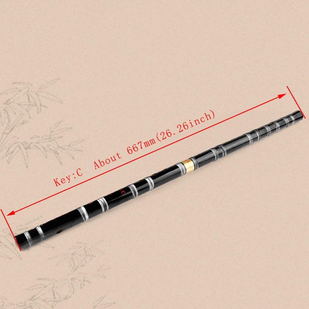 Flute C Key Black Bamboo Flute and Transparent Line Chinese Traditional Musical Instrument Handmade Wood Wind Instrument C Flute Musical Instrument