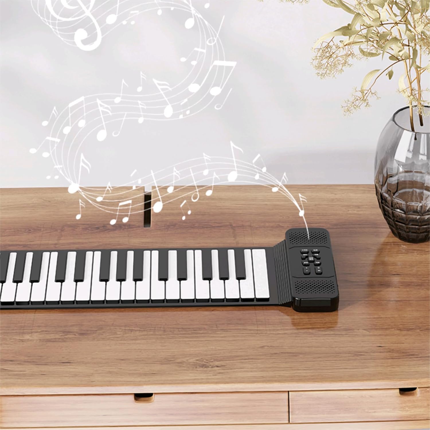 88 Key Roll up Piano Keyboard, pure piano sound source by France Dream, Portable Flexible, built-in both rechargeable battery and speaker/USB/HiFi stereo earphone as a gift (88 key Black)