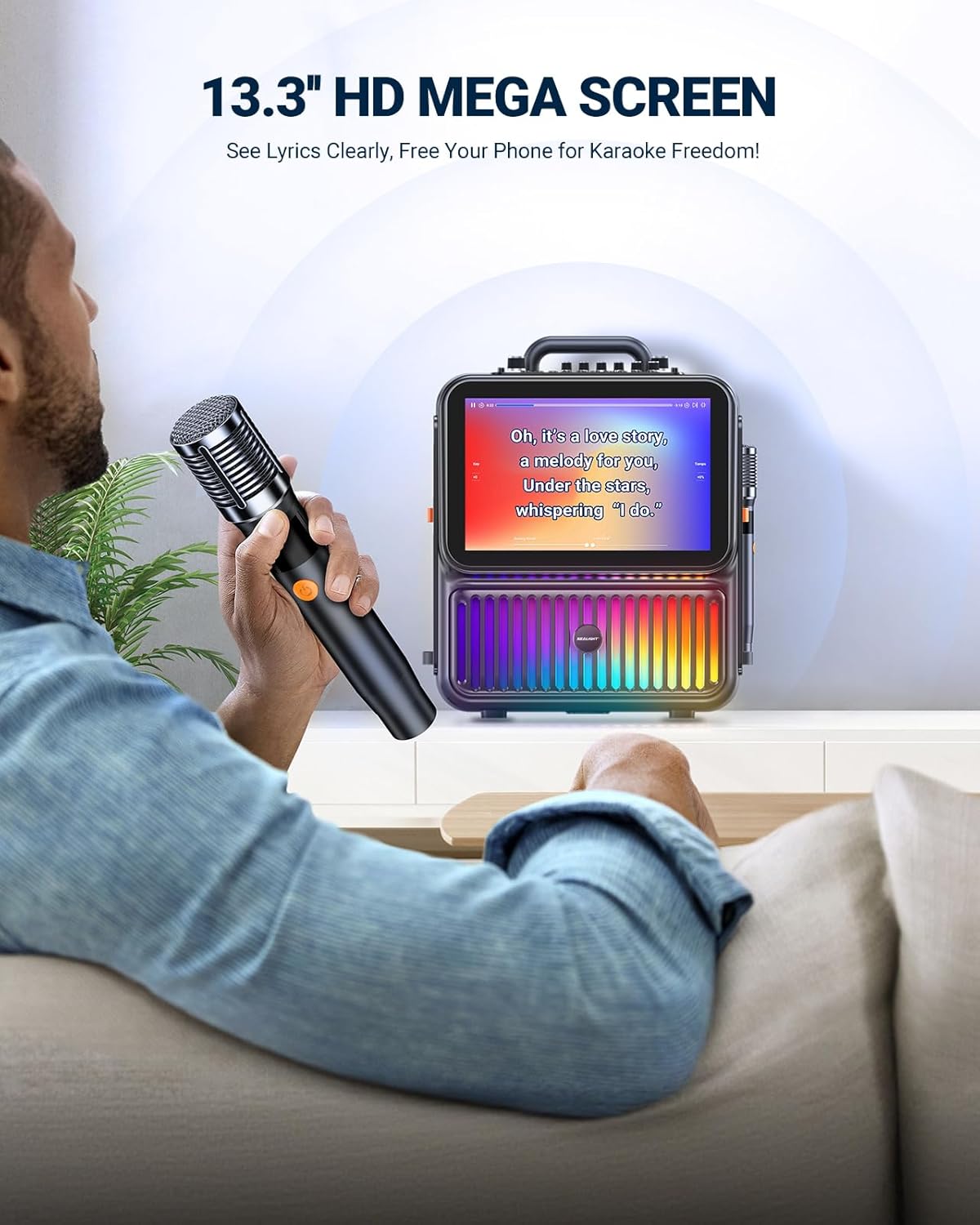 SEALIGHT Karaoke Machine for Adults-with Screen 13.3