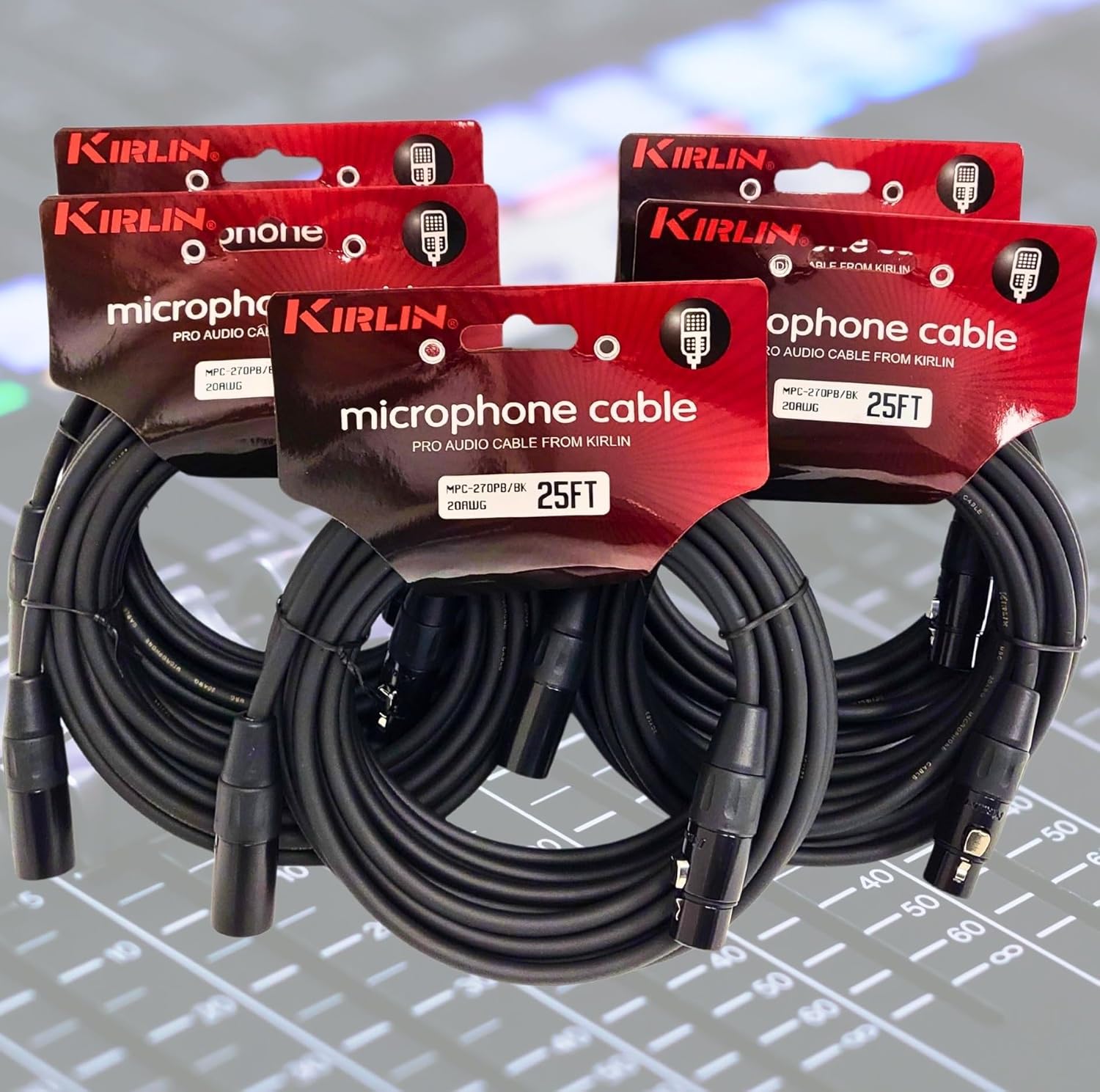 Kirlin 25ft XLR Microphone Pro Cable 5 Pack of 25' Audio Cable