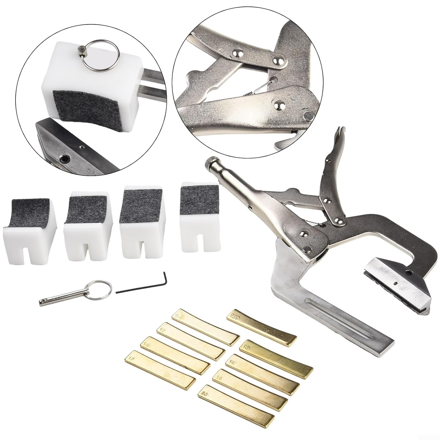 Handheld Fret Tool for Accurate Fret Installation with 9 Brass Inserts - Professional Guitar and Bass Fret Pressing Tool(Fret Press with 9 Radius Inserts)