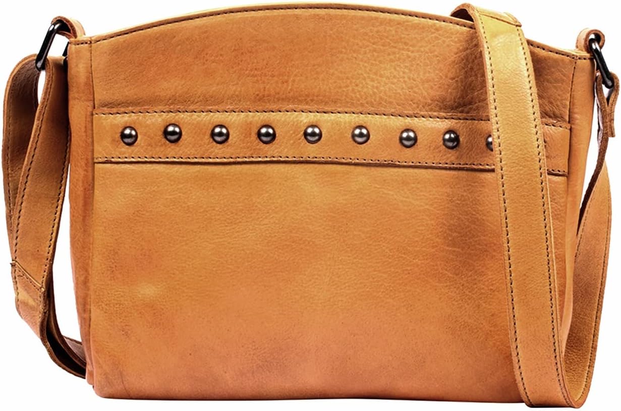 Lady Conceal Locking Concealed Carry Leather Purse Autumn Crossbody for Medium-Frame Handgun with Universal Holster