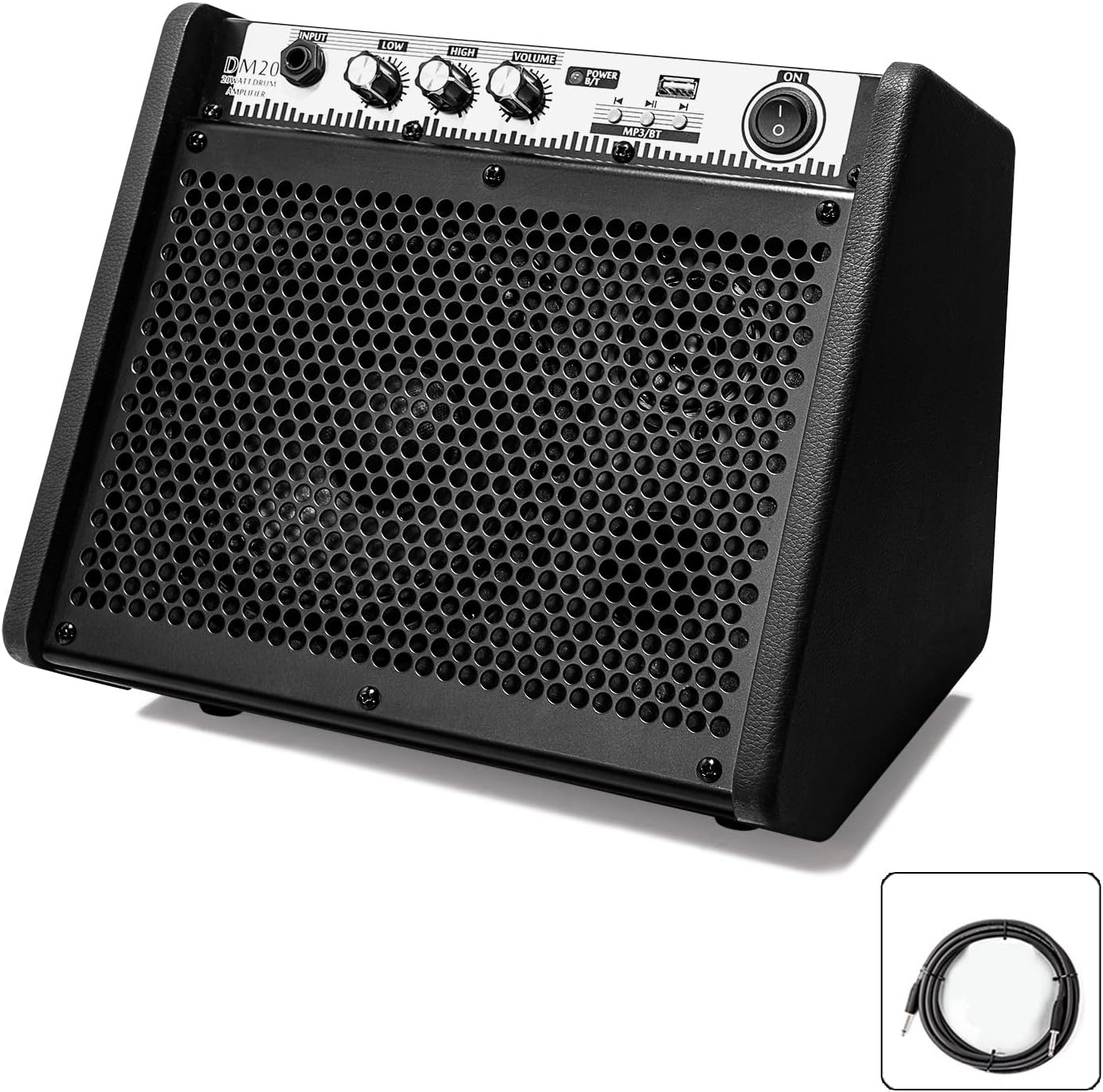 Coolmusic DM20 20W Bluetooth Personal Monitor Amplifier Electric Drum Amplifier Speaker,Keyboard Speaker with USB Interface(Including E-Drum Noise-Reduction Cable) (Black)