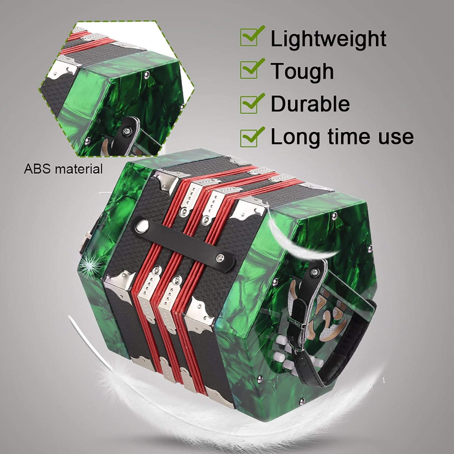 Gaeirt Professional Concertina concertina for beginners 20 Buttons Accordion with Strap and Carrying Bag Beginner Musical Instrument for Daily Practice Stage Accordions