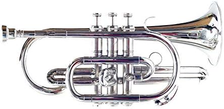 New Cornet 3 Valve Key Bb Flat Free Hard Case & Mouthpiece (Silver)