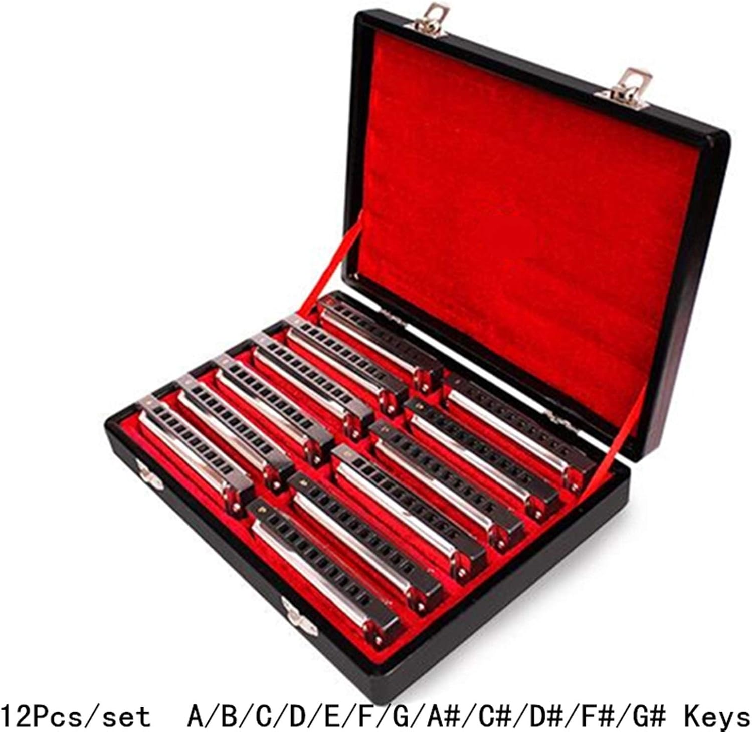 Harmonica 12Pcs/Set 10 Hole 20 Tone Harmonica Senior Diatonic Blues Harp A/B/C/D/E/F/G Key Mouth Organ Sliver