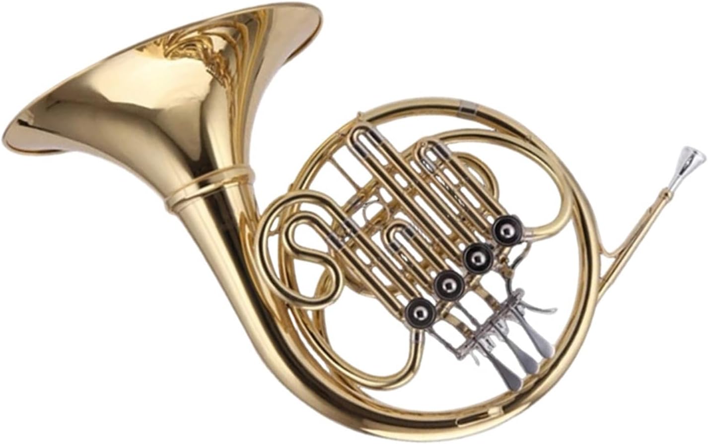 4 Key French Horn French Horn Instrument Single Row Four Keys In B Flat Tuning Double Row In F Tuning Lacquered Gold(Single Row)