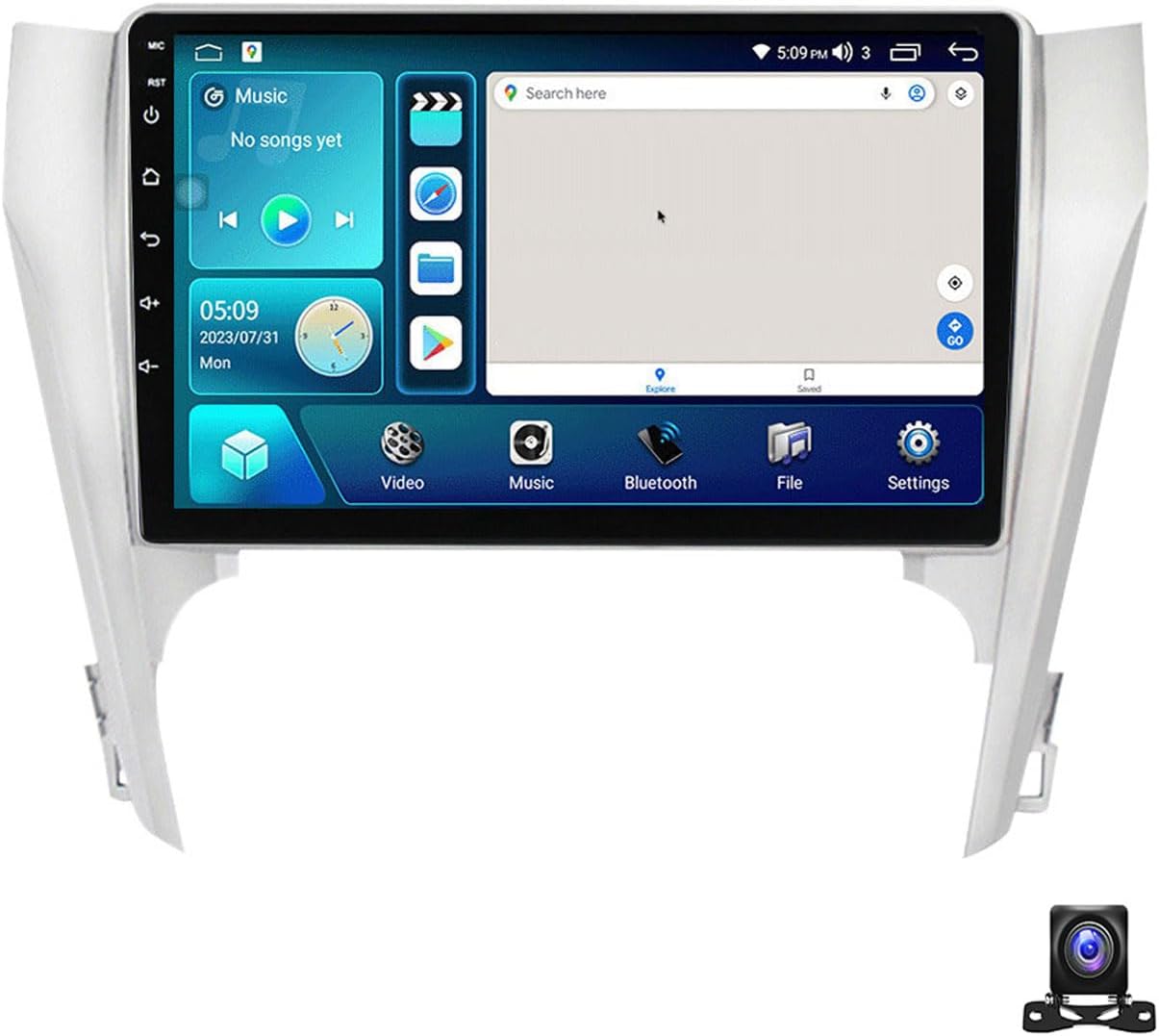 Double Din Car Stereo Bluetooth MP5 Player with Carplay/Auto, 9 Inch Touchscreen Radio Receiver with AHD Backup Camera, for Toyota Camry 2011~2014 Support 4G/SWC/DSP,4 core m150s 2g+32g