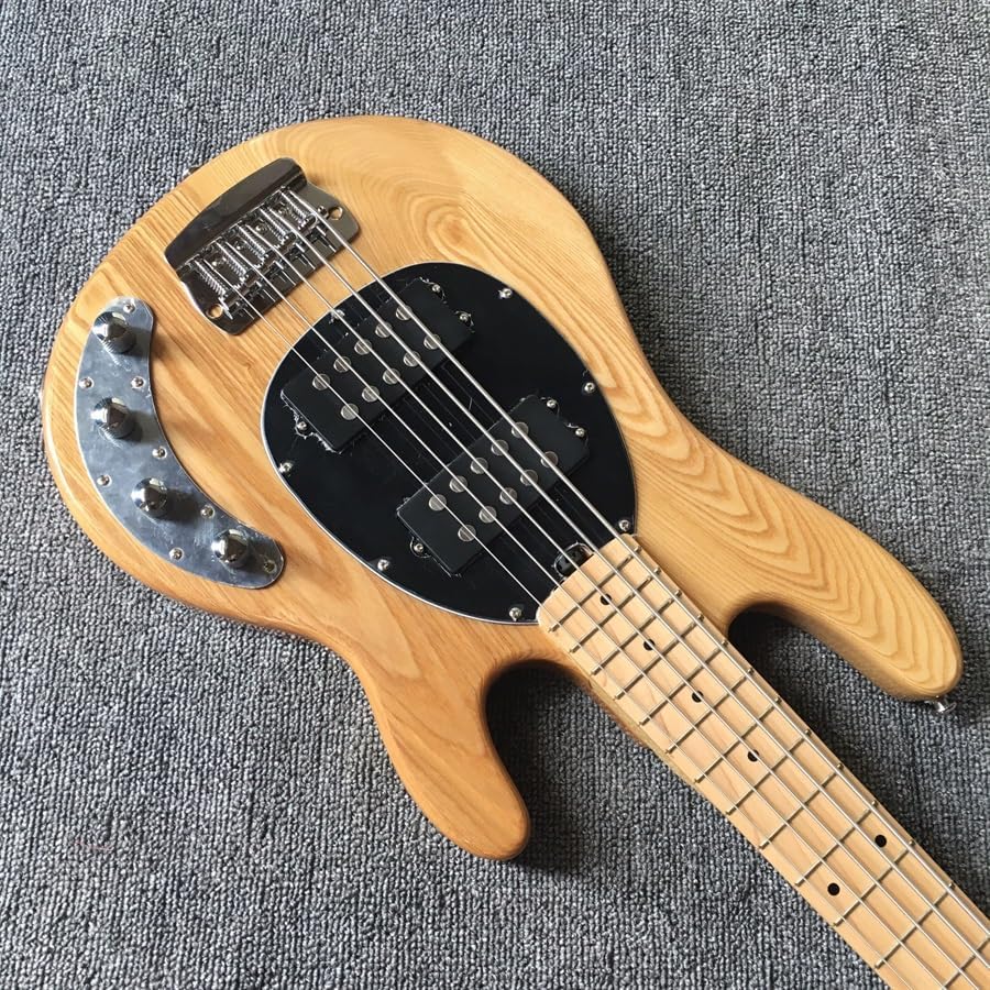 Custom Log Color Five-String Bass with Built-In Amplification Line and Real Photos - Ideal for Bassists Seeking a and High- Instrument for Professional Performance