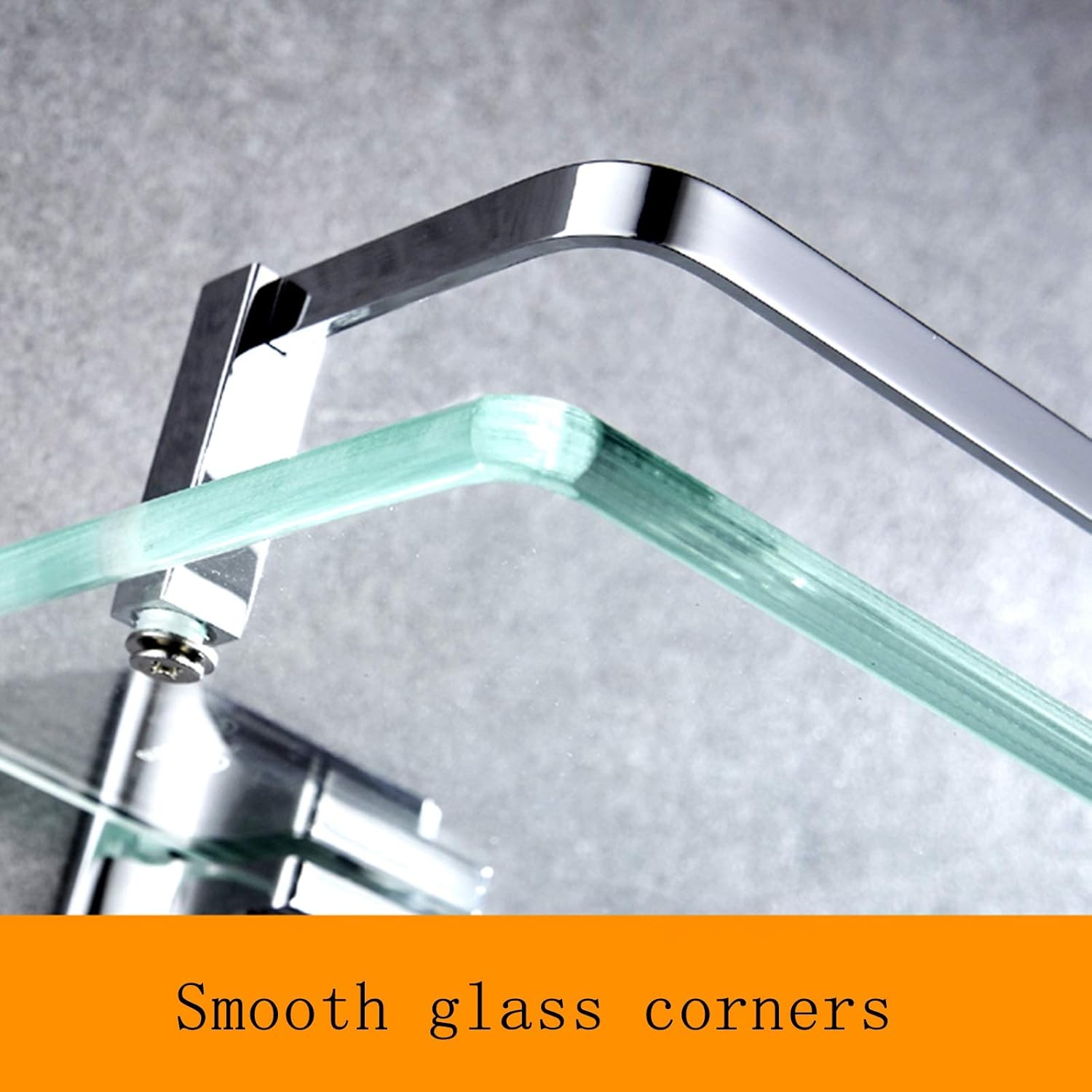 XXIOJUN Aluminum Bathroom Glass Shelf, Tempered Glass Rectangular 8mm Thick Tempered Glass Wall Mounted for Bathroom, Living Room, Bedroom, Kitchen, 6 Sizes (Color : Silver, Size : 31cm)