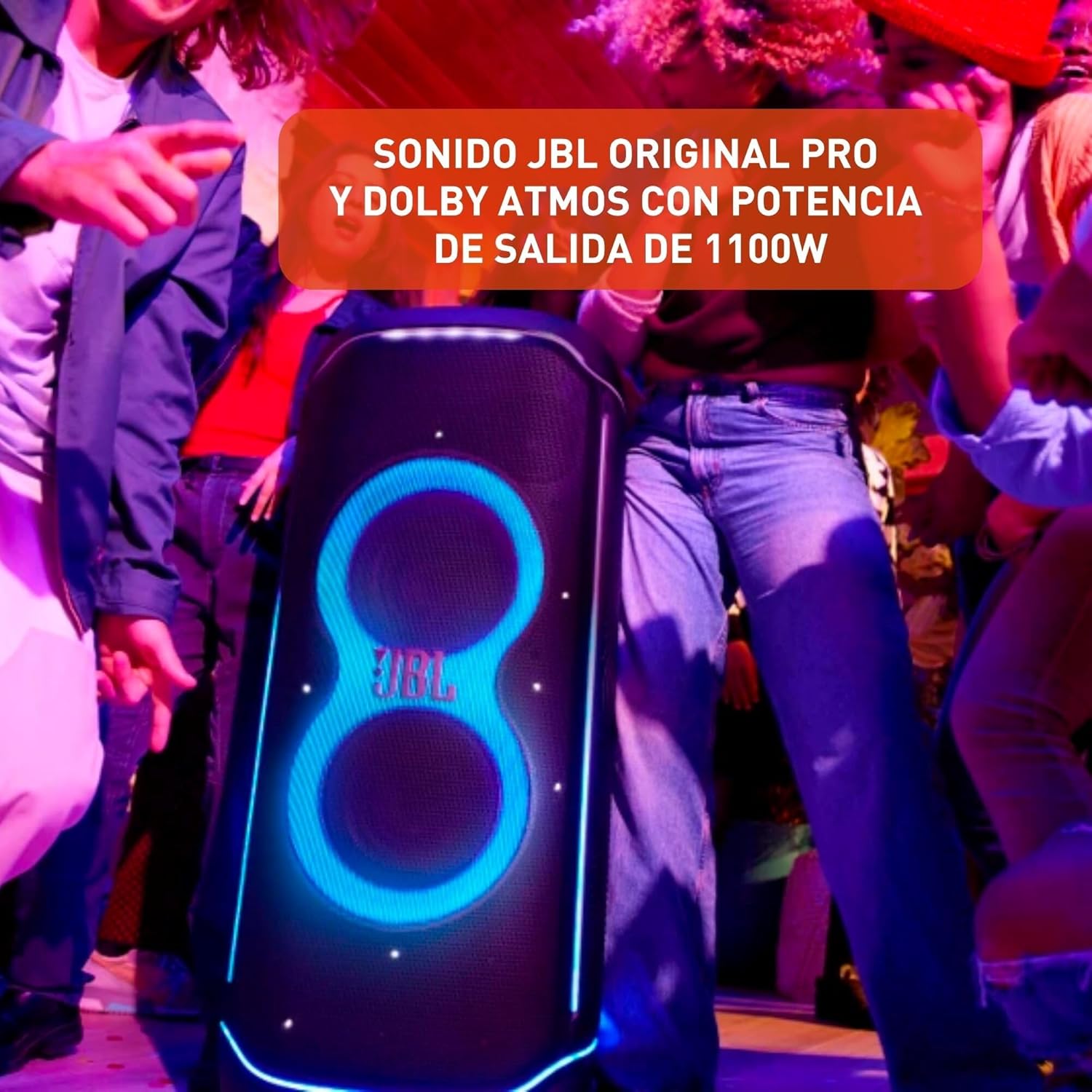JBL Partybox Ultimate - Multi Purpose Party Speaker, with Wi-fi & Bluetooth Connectivity, Wireless, Lightshow, IPx4 Slashproof, Dual Mic & Guitar Inputs, Handle & Sturdy Wheels, Black