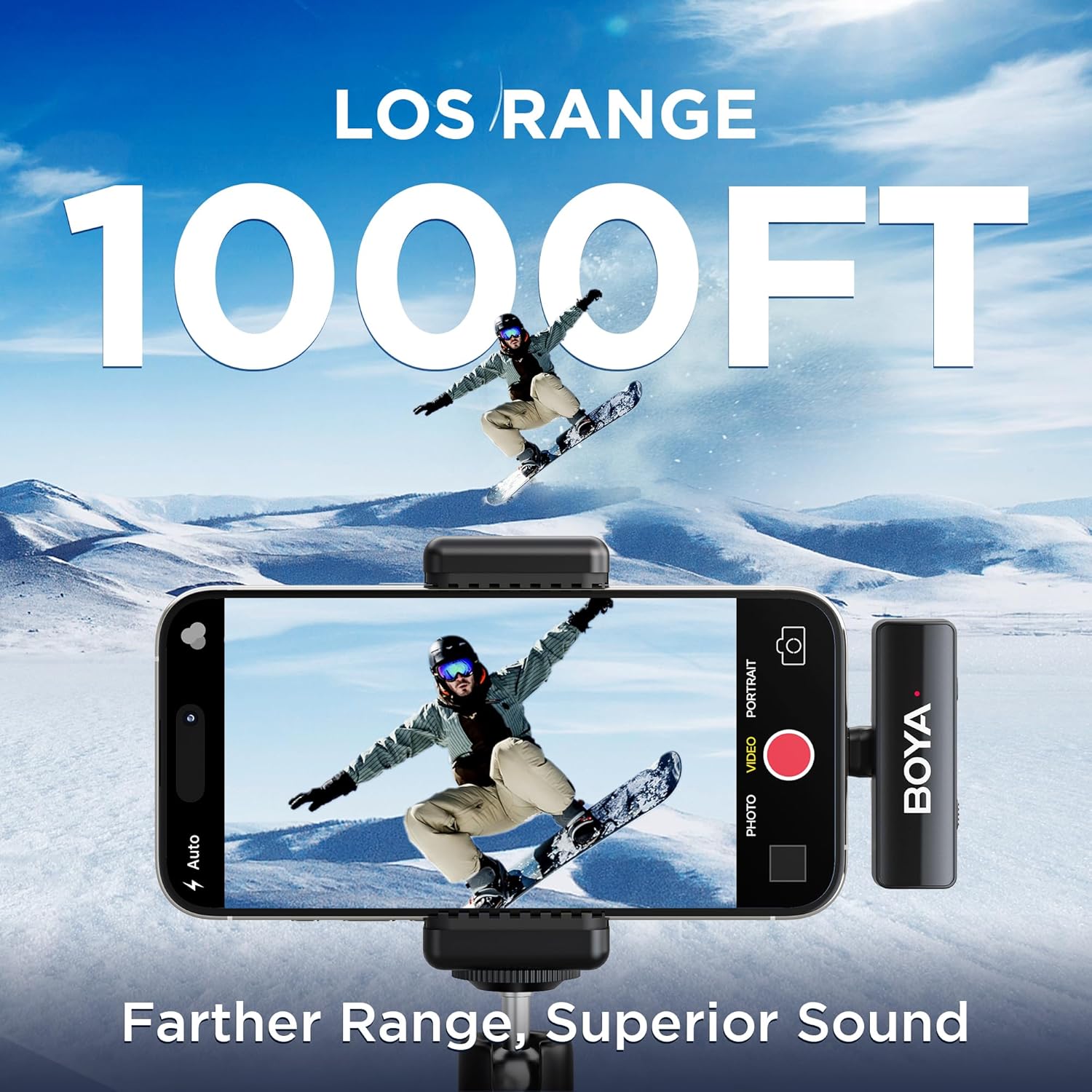 BOYALINK 2 Wireless Lavalier Microphone for iPhone15/16 Android Camera Laptop,48kHz/24-bit,1000ft Range, Mono/Stereo, 30H Use, USB-C/Lightning/TRS Plug Noise Cancellation for TikTok Video Recording