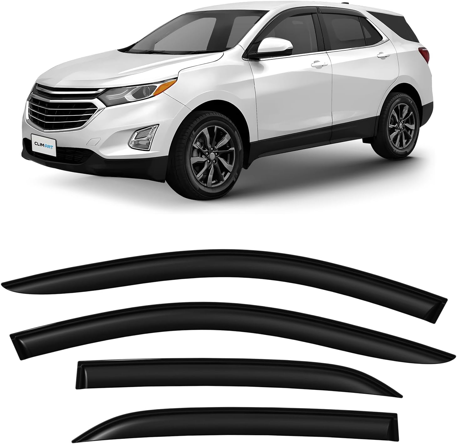 CLIM ART Incredibly Durable Rain Guards for Chevrolet (Chevy) Equinox 2018-2024, Original Tape-on Window Deflectors, Vent Deflector,Window Visors, Car Accessories, 4pcs. - 418081