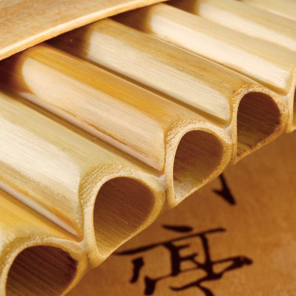 Upscale Romanian Folk Instrument Natural Reed Pan Flute Panpipes G Key Wind Pan flute Flauta Handmade (22 Pipes Left Hand, Wood)