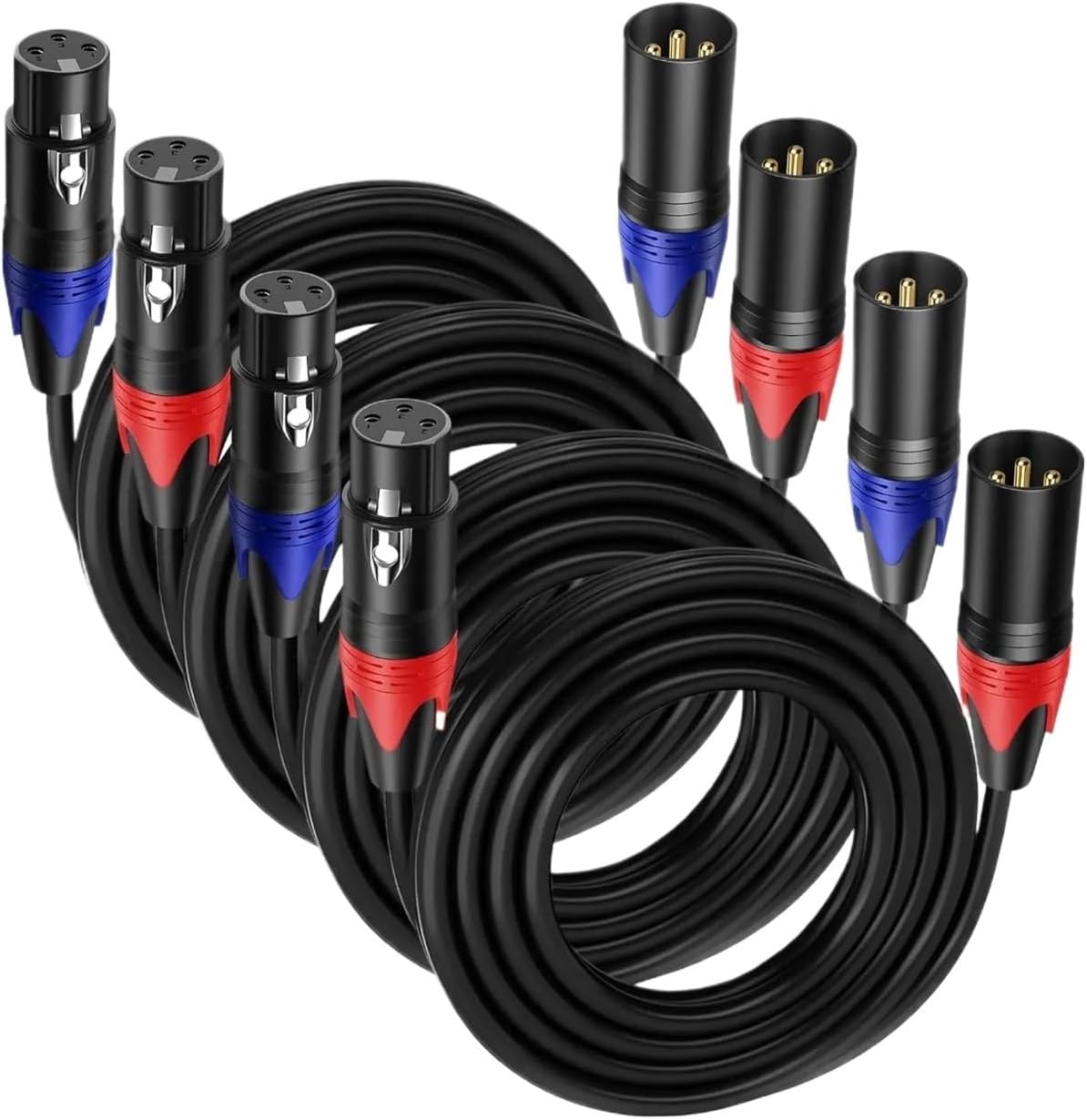 XLR Male to XLR Female Audio Cable 4-Pack Mic Balanced Microphone Lead XLR 3Pin Extension Cable for Mixer Stage DMX(1m)