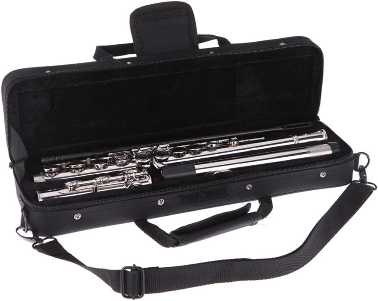 Flute Flute Silver Plated 16 Holes C Key Cupronickel Woodwind Instrument with Cloth Stick Bag Flutes Musical Instruments