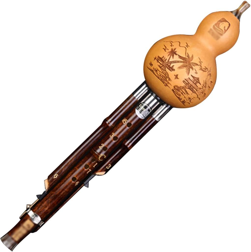 Hulusi Instrument,The Stage Professionally Plays The Gourd Flute Instrument, Chinese Traditional National Cucurbit Flute with Landscape Pictures, Gifts for Music Lovers