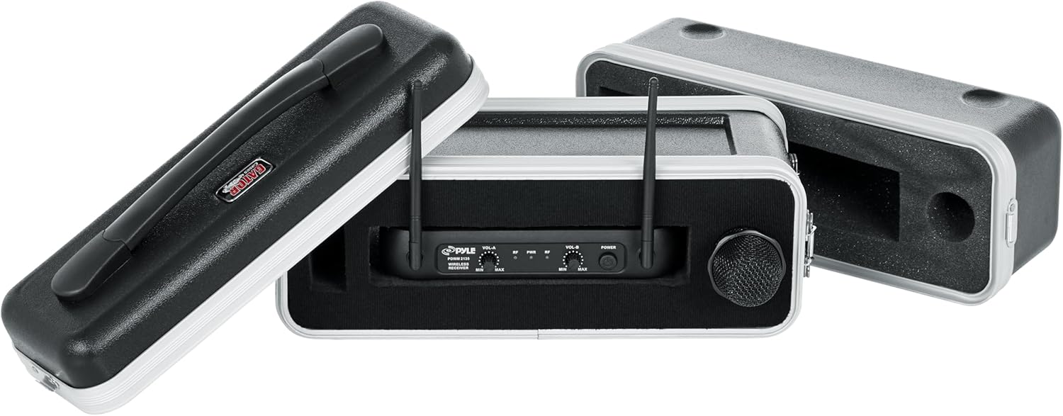 Gator Cases Single Wireless Microphone System Case, Live-in Style Holds Reciever, Body Pack, and Microphone with Antenna Access (GM-1WP)