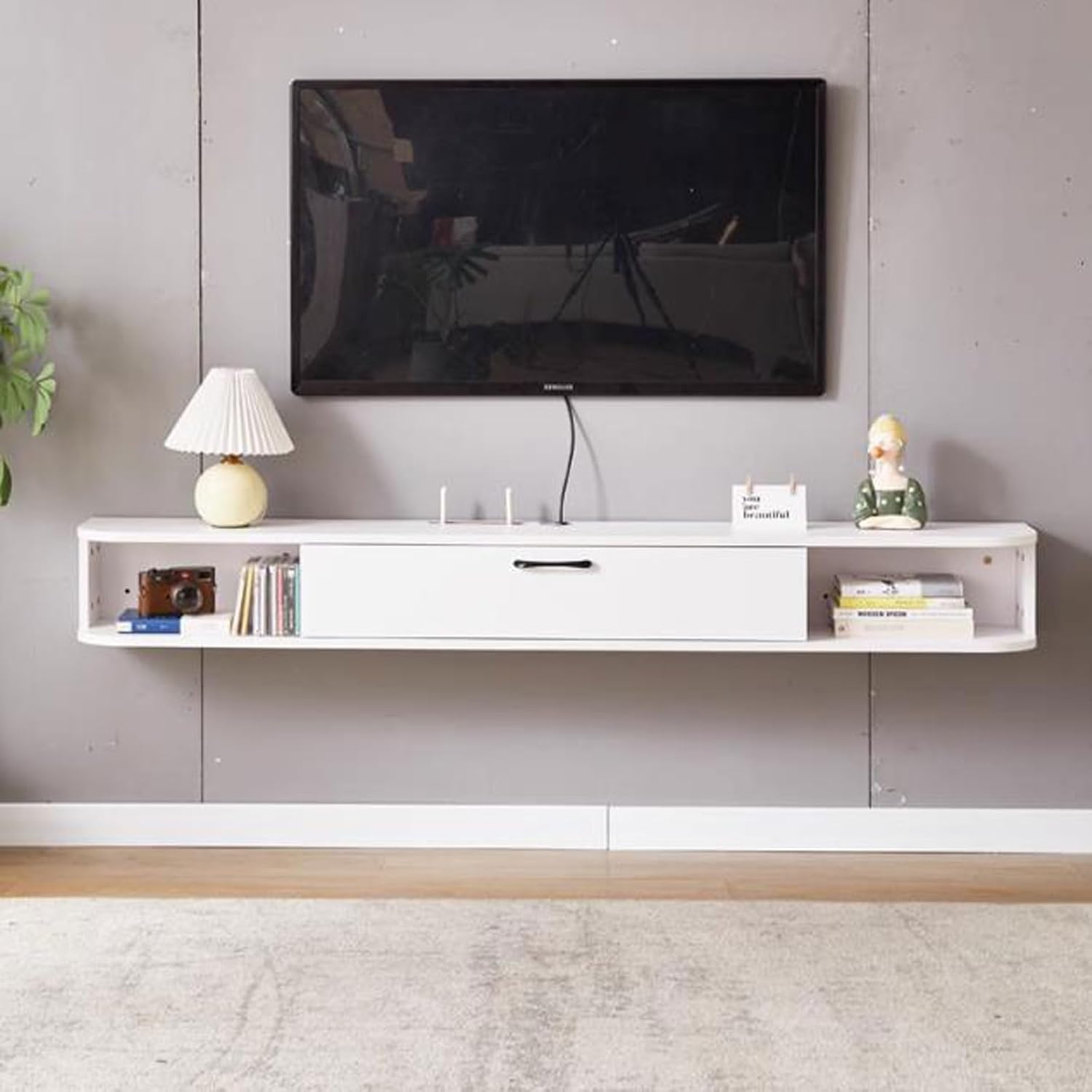 Wall Mounted TV Cabinet Floating TV Shelf Wall Shelf TV Stand Media TV Console TV Bracket Living Room Cabinet Media Stand Furniture Multimedia Accessory Organizer Wall Mount Corner Shelves
