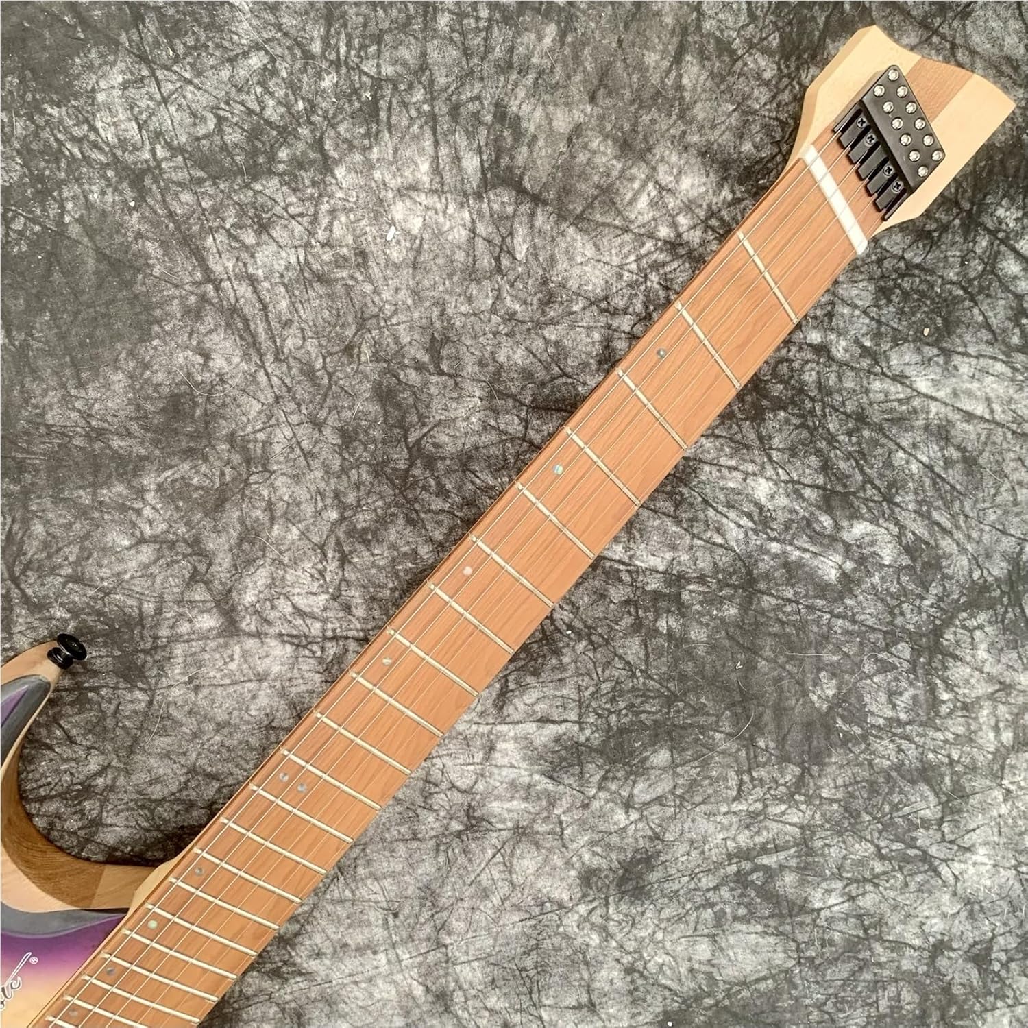 Beginner Electric Guitar Kits Purple Headless Guitar Fan Shaped Frets Solid Wood