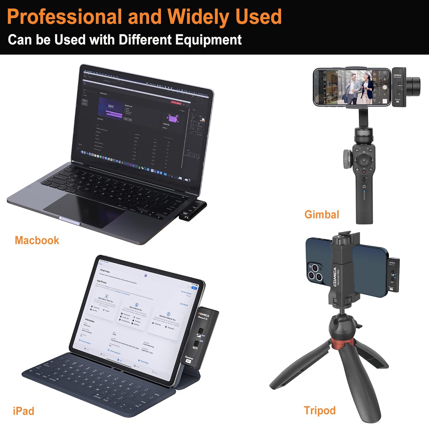 COMICA Wireless Microphone for iPhone, BoomX-D MI2 2.4G Dual Wireless Lavalier Microphone for iPhone Video Recording, Lapel Mic for iOS Vlogging YouTube Facebook Tiktok Livestream Interview